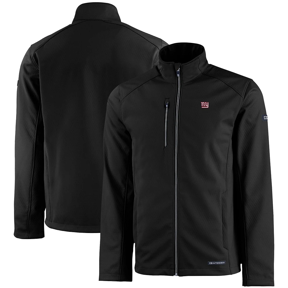 Men's Cutter & Buck Black New York Giants Evoke Eco Softshell Recycled Full-Zip Jacket