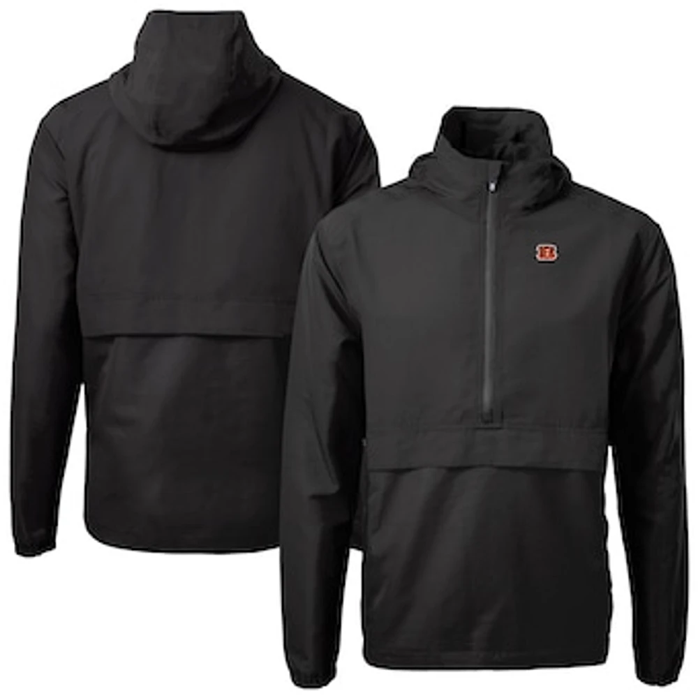 Men's Cutter & Buck Black Cincinnati Bengals Charter Eco Recycled Anorak Half-Zip Jacket