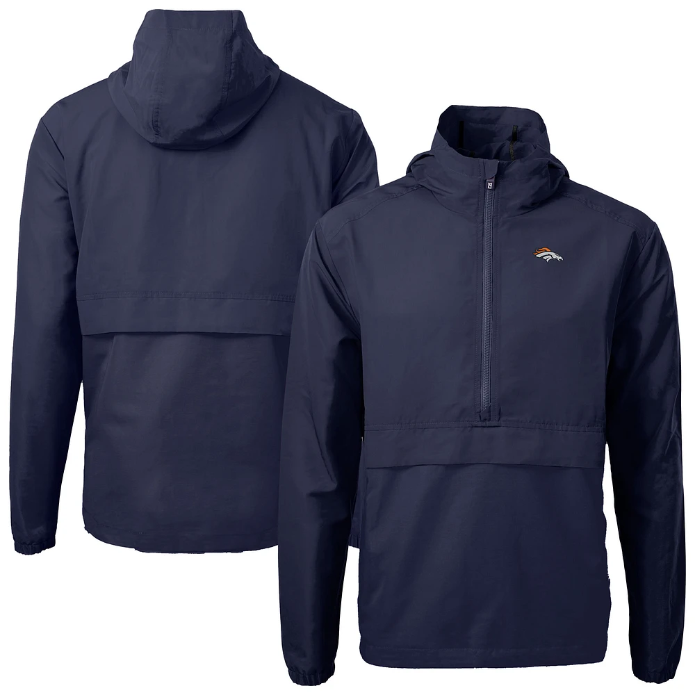 Men's Cutter & Buck Blue Denver Broncos Charter Eco Recycled Anorak Half-Zip Jacket