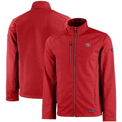 Men's Cutter & Buck Scarlet San Francisco 49ers Evoke Eco Softshell Recycled Full-Zip Jacket