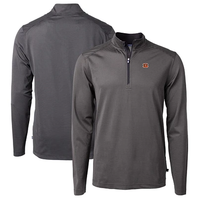 Men's Cutter & Buck /Gray Cincinnati Bengals Virtue Eco Pique Micro Stripe Recycled Quarter-Zip Pullover Top