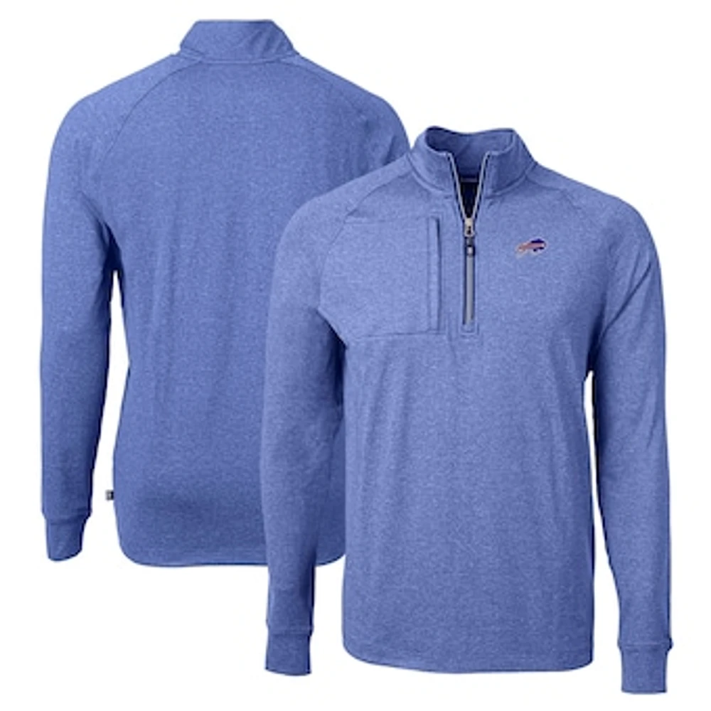 Men's Cutter & Buck Royal Buffalo Bills Adapt Eco Knit Quarter-Zip Pullover Top