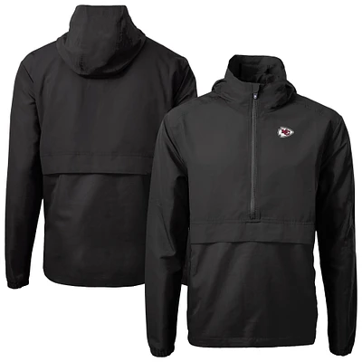 Men's Cutter & Buck Black Kansas City Chiefs Charter Eco Recycled Anorak Half-Zip Jacket