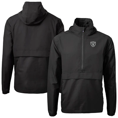 Men's Cutter & Buck Black Las Vegas Raiders Charter Eco Recycled Anorak Half-Zip Jacket