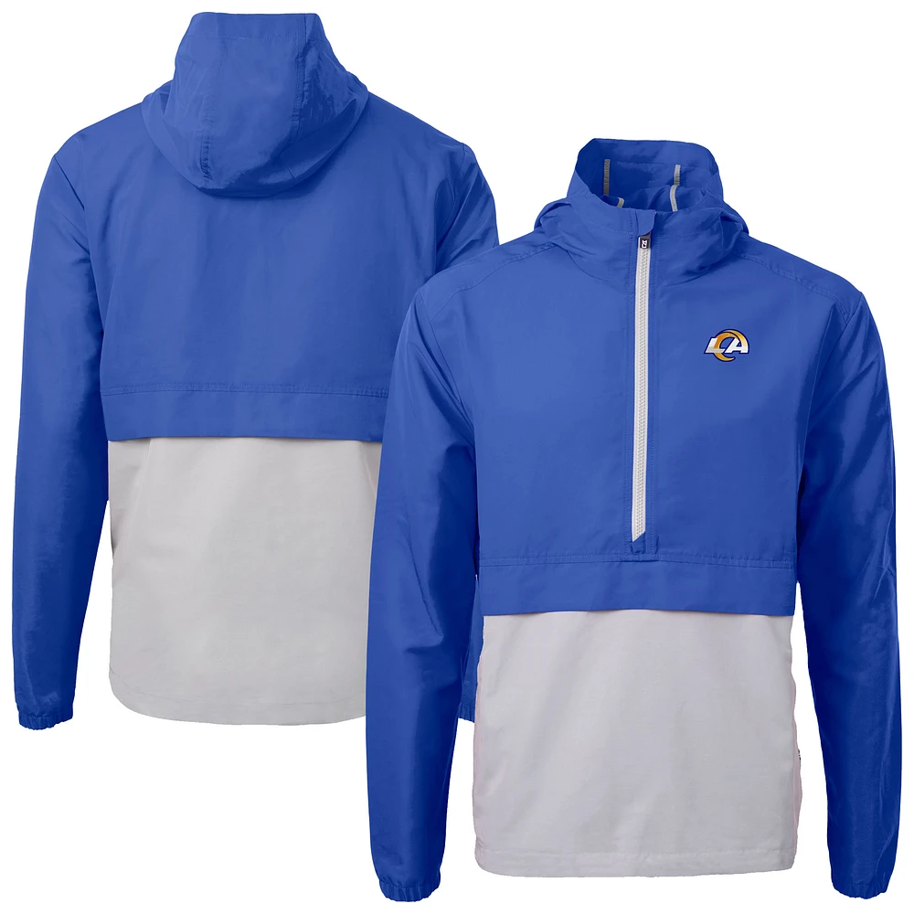 Men's Cutter & Buck Blue Los Angeles Rams Charter Eco Recycled Anorak Half-Zip Jacket
