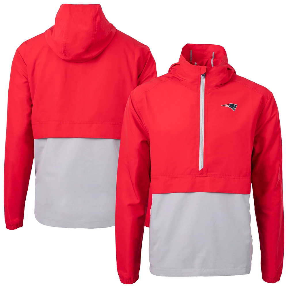 Men's Cutter & Buck Red New England Patriots Charter Eco Recycled Anorak Half-Zip Jacket
