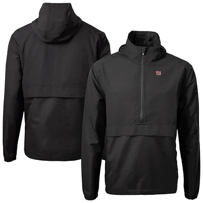 Men's Cutter & Buck Black New York Giants Charter Eco Recycled Anorak Half-Zip Jacket