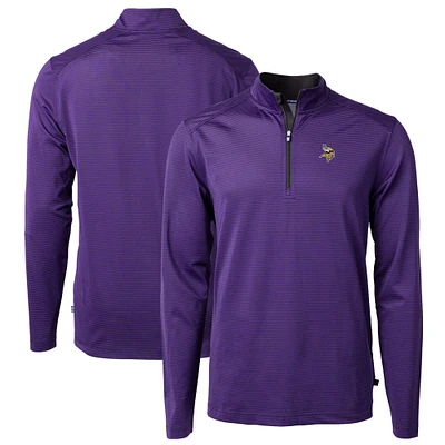 Men's Cutter & Buck / Minnesota Vikings Virtue Eco Pique Micro Stripe Recycled Quarter-Zip Pullover Top