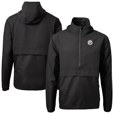 Men's Cutter & Buck Black Pittsburgh Steelers Charter Eco Recycled Anorak Half-Zip Jacket
