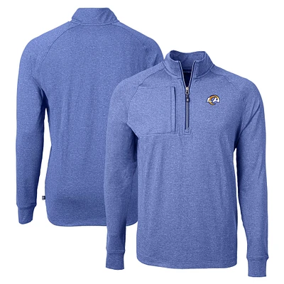 Men's Cutter & Buck Royal Los Angeles Rams Adapt Eco Knit Quarter-Zip Pullover Top