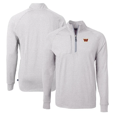 Men's Cutter & Buck Heather Gray Washington Commanders Adapt Eco Knit Quarter-Zip Pullover Top