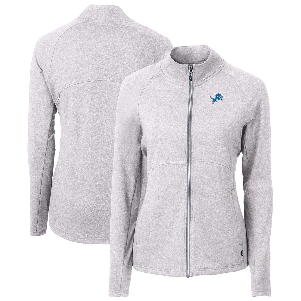 Women's Cutter & Buck Heather Detroit Lions Adapt Eco Knit Recycled Full-Zip Jacket