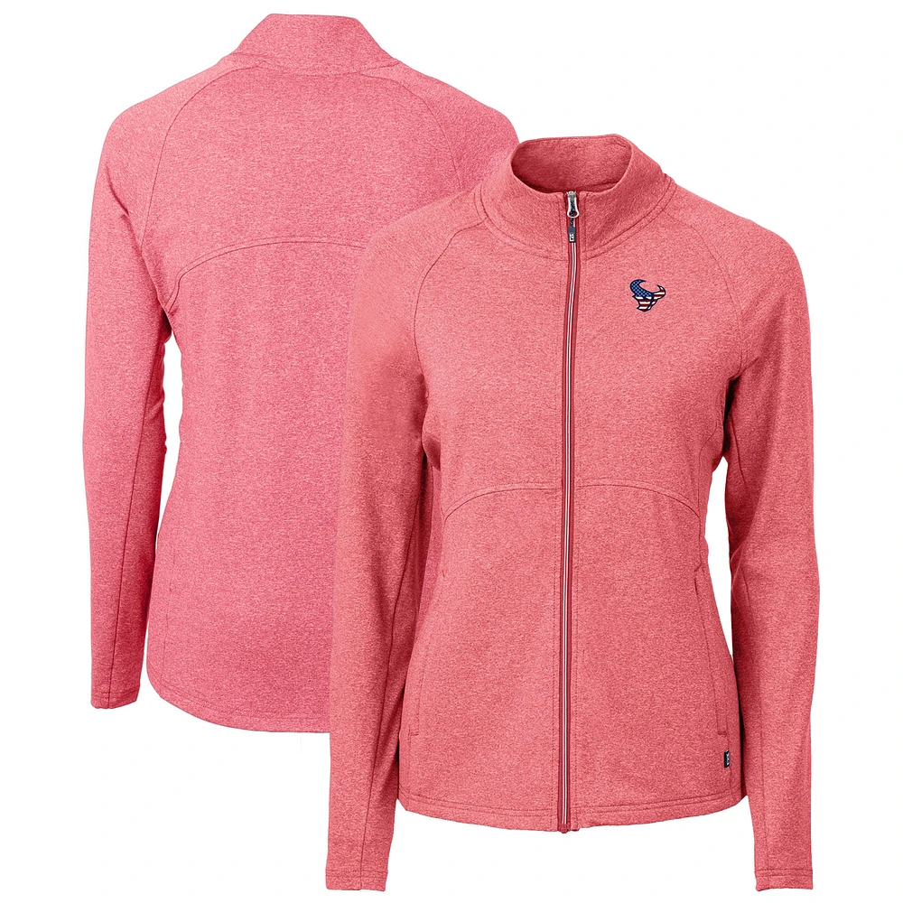 Women's Cutter & Buck Heather Red Houston Texans Adapt Eco Knit Recycled Full-Zip Jacket