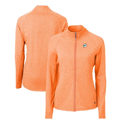 Women's Cutter & Buck Heather Miami Dolphins Adapt Eco Knit Recycled Full-Zip Jacket