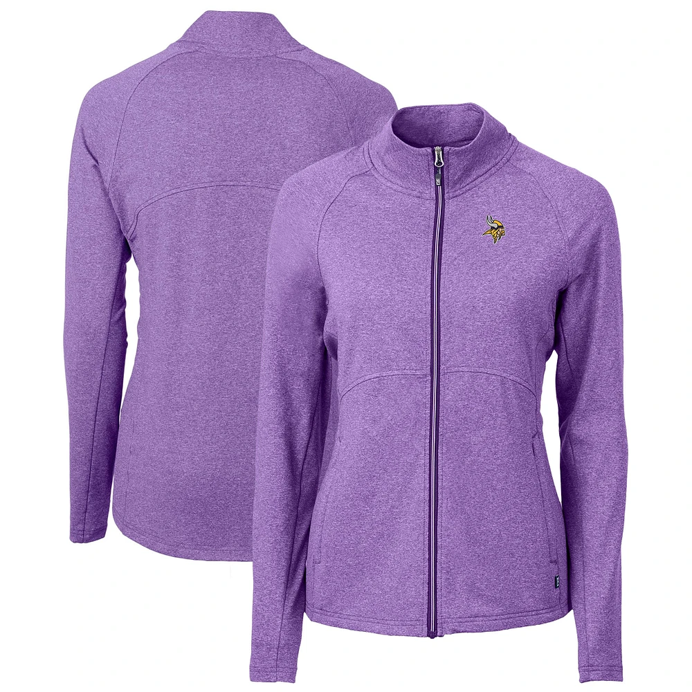 Women's Cutter & Buck Heather Minnesota Vikings Adapt Eco Knit Recycled Full-Zip Jacket