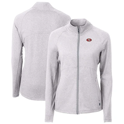 Women's Cutter & Buck Heather Gray San Francisco 49ers Adapt Eco Knit Recycled Full-Zip Jacket