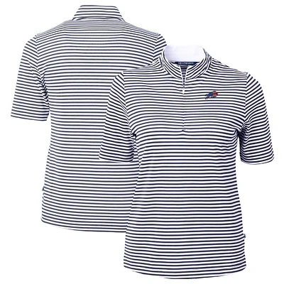 Women's Cutter & Buck Navy Buffalo Bills DryTec Virtue Eco Pique Stripe Recycled Polo