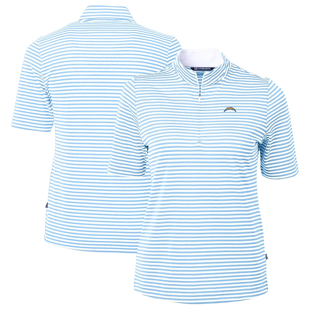 Women's Cutter & Buck Powder Blue Los Angeles Chargers DryTec Virtue Eco Pique Stripe Recycled Polo