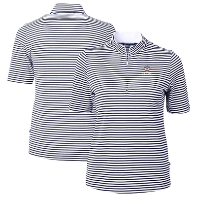 Women's Cutter & Buck Navy New Orleans Saints DryTec Virtue Eco Pique Stripe Recycled Polo