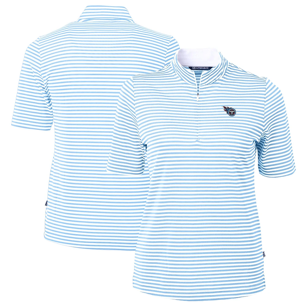 Women's Cutter & Buck Light Blue Tennessee Titans DryTec Virtue Eco Pique Stripe Recycled Polo