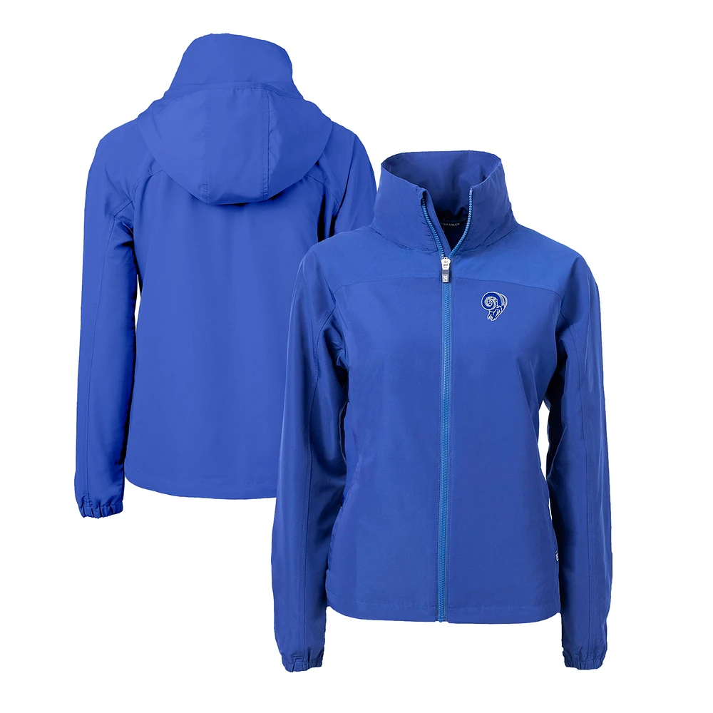 Women's Cutter & Buck Navy Los Angeles Rams Charter Eco Recycled Full-Zip Jacket