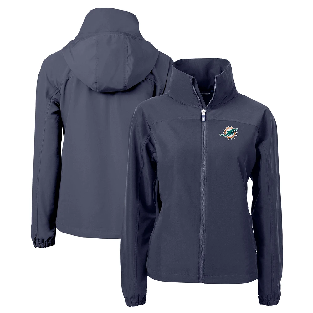 Women's Cutter & Buck Navy Miami Dolphins Charter Eco Recycled Full-Zip Jacket