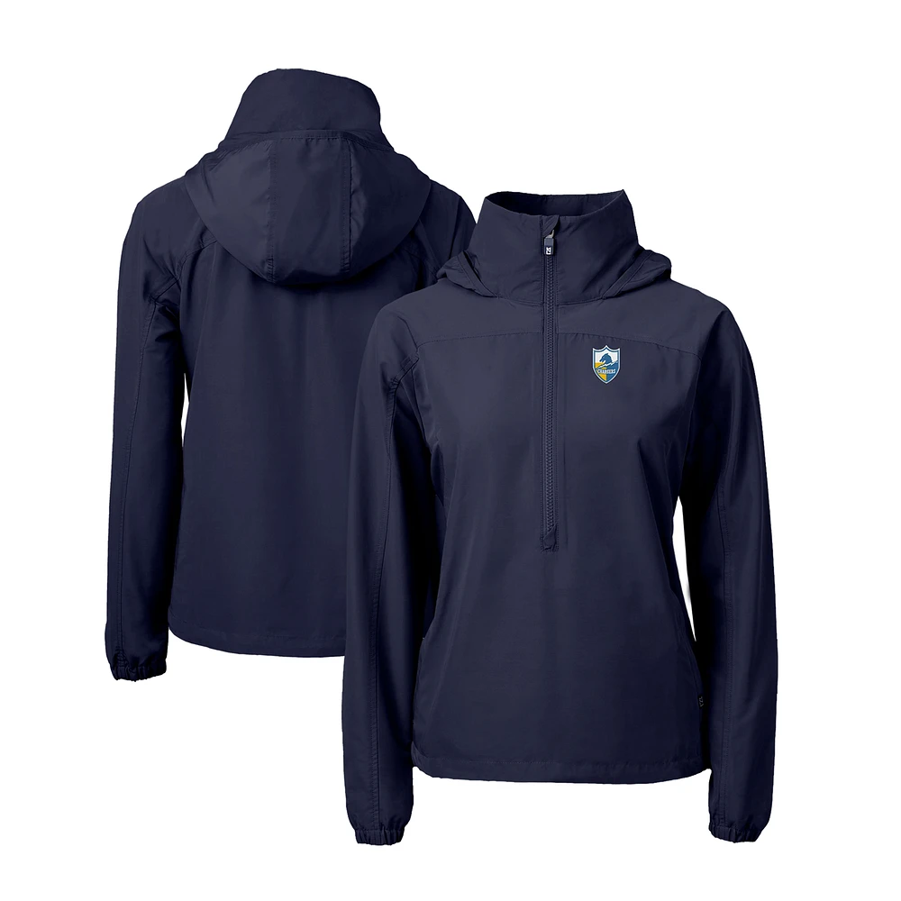 Women's Cutter & Buck Blue Los Angeles Chargers Charter Eco Recycled Half-Zip Anorak Jacket