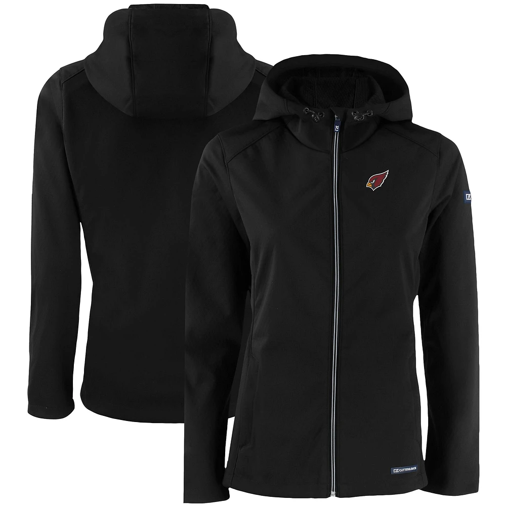 Women's Cutter & Buck Black Arizona Cardinals Evoke Eco Softshell Recycled Full-Zip Hooded Jacket