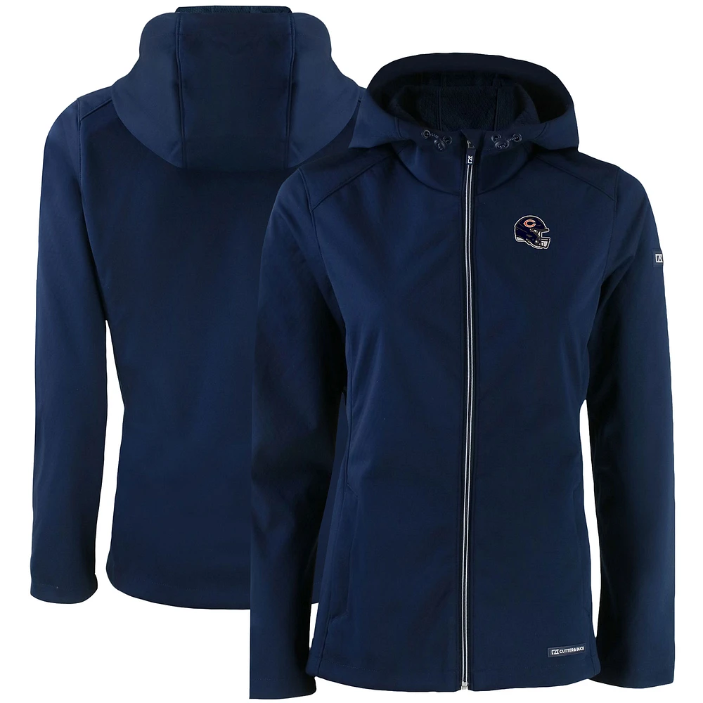 Women's Cutter & Buck Navy Chicago Bears Evoke Eco Softshell Recycled Full-Zip Hooded Jacket