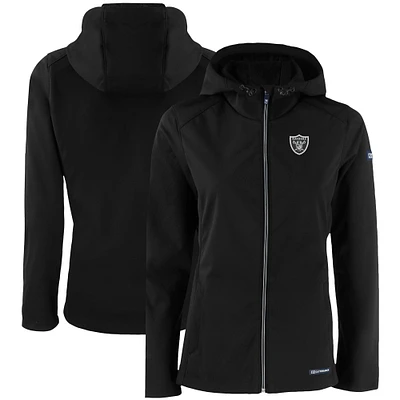 Women's Cutter & Buck Black Las Vegas Raiders Evoke Eco Softshell Recycled Full-Zip Hooded Jacket