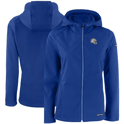 Women's Cutter & Buck Blue Los Angeles Chargers Evoke Eco Softshell Recycled Full-Zip Hooded Jacket