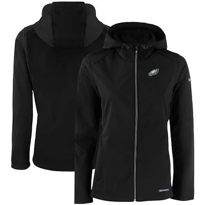 Women's Cutter & Buck Philadelphia Eagles Evoke Eco Softshell Recycled Full-Zip Hooded Jacket