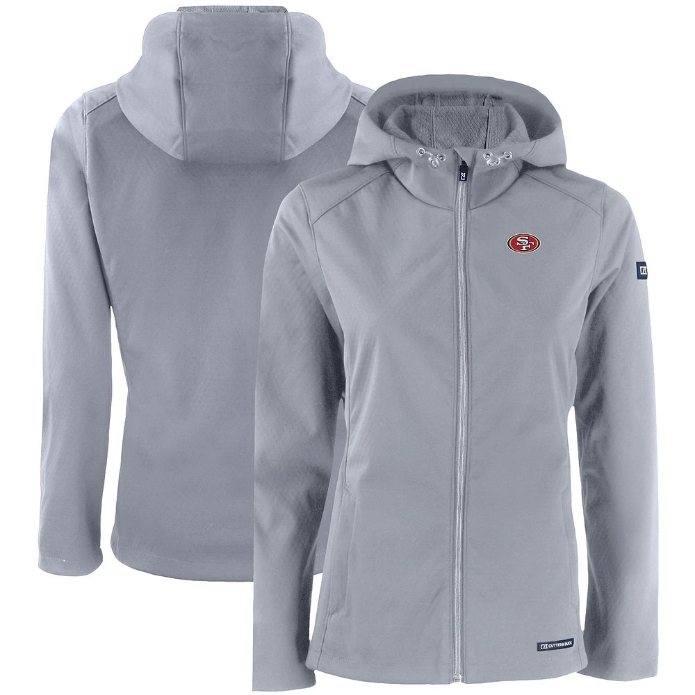 Women's Cutter & Buck Gray San Francisco 49ers Evoke Eco Softshell Recycled Full-Zip Hooded Jacket