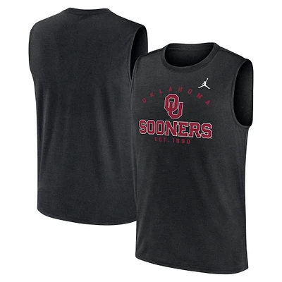 Men's Jordan Brand Black Oklahoma Sooners Primetime Legend Mascot Lock Up Performance Muscle Tank Top