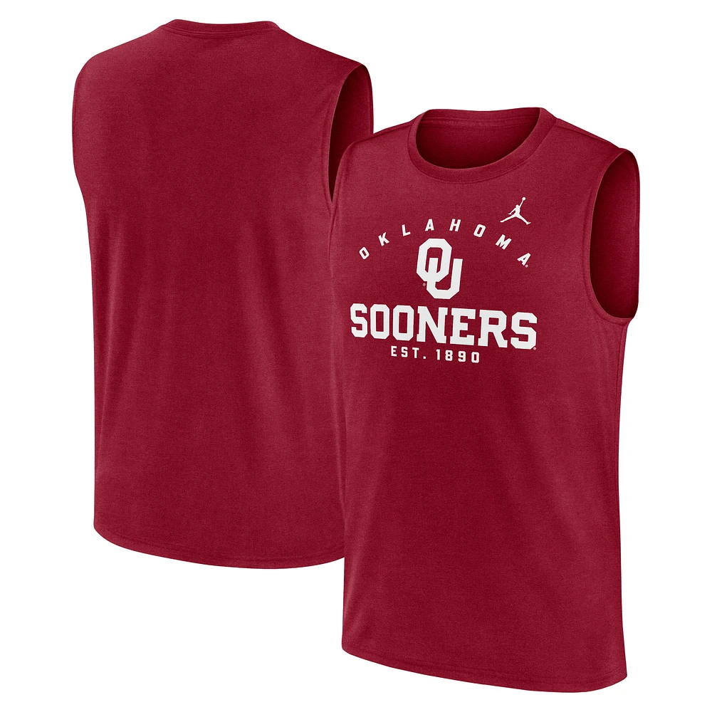 Men's Jordan Brand Crimson Oklahoma Sooners Primetime Legend Dri-FIT Muscle Tank Top