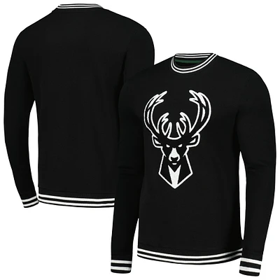 Men's Stadium Essentials Black Milwaukee Bucks Club Level Pullover Sweatshirt