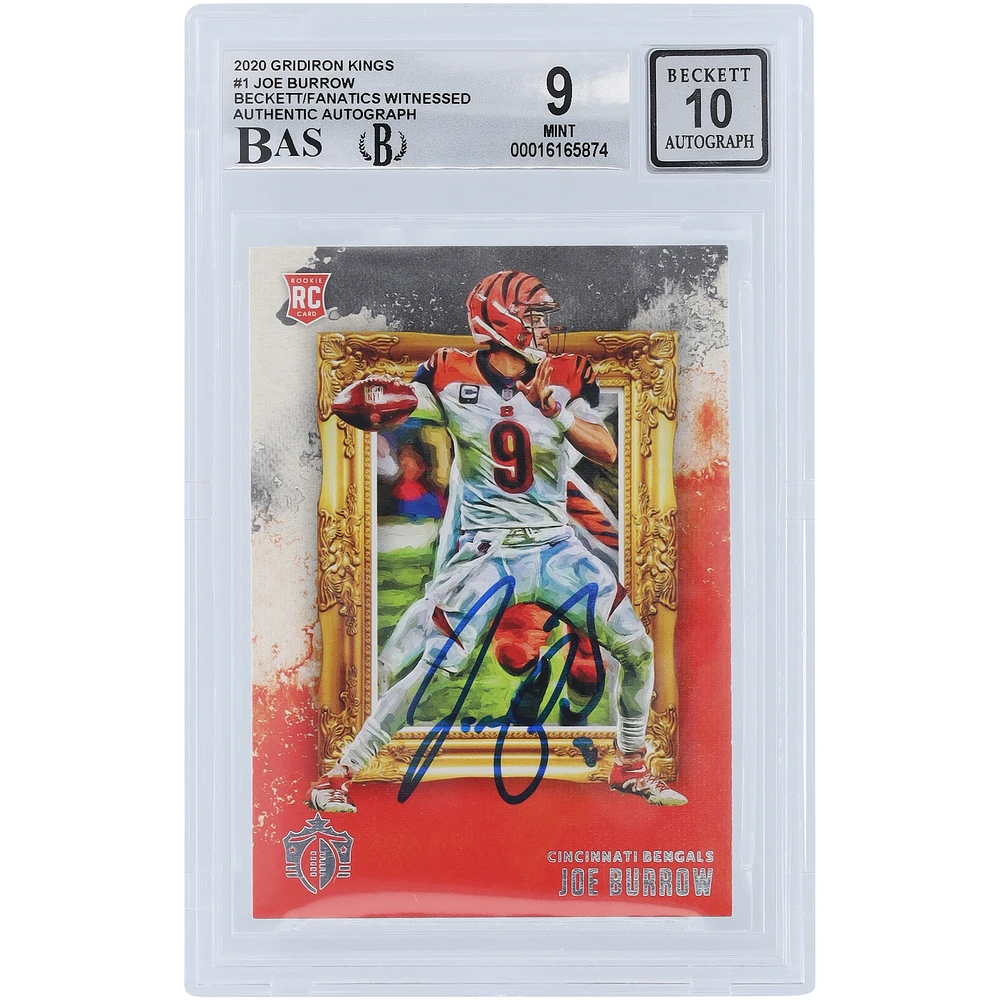 Joe Burrow Cincinnati Bengals Autographed 2020 Panini Gridiron Kings #GK-1 Beckett Fanatics Witnessed Authenticated 9/10 Rookie Card - 8.5,9,9.5,9.5 Subgrades