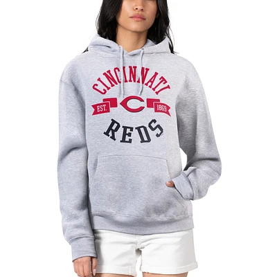 Women's G-III 4Her by Carl Banks Heather Gray Cincinnati Reds City Graphic Pullover Hoodie