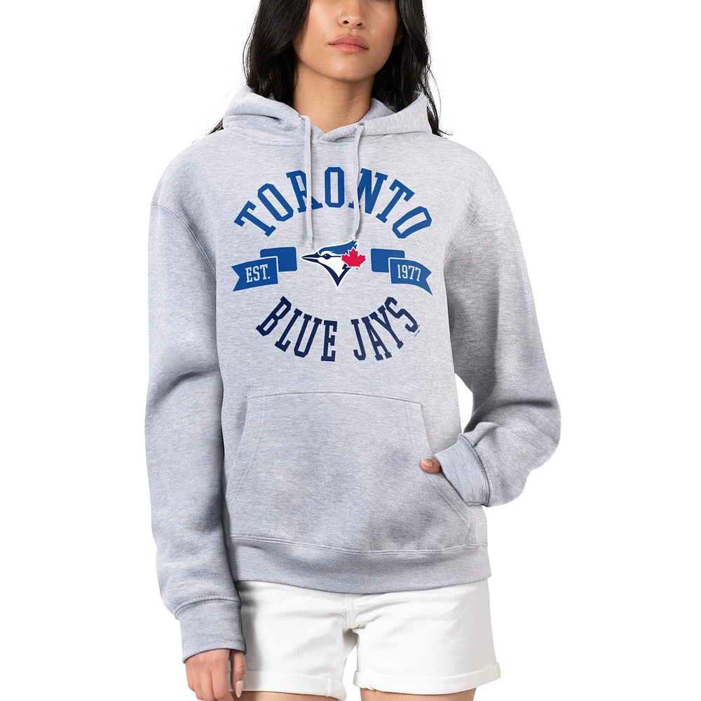 Women's G-III 4Her by Carl Banks Heather Gray Toronto Blue Jays City Graphic Pullover Hoodie