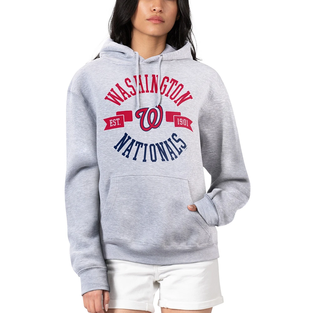 Women's G-III 4Her by Carl Banks Heather Gray Washington Nationals City Graphic Pullover Hoodie