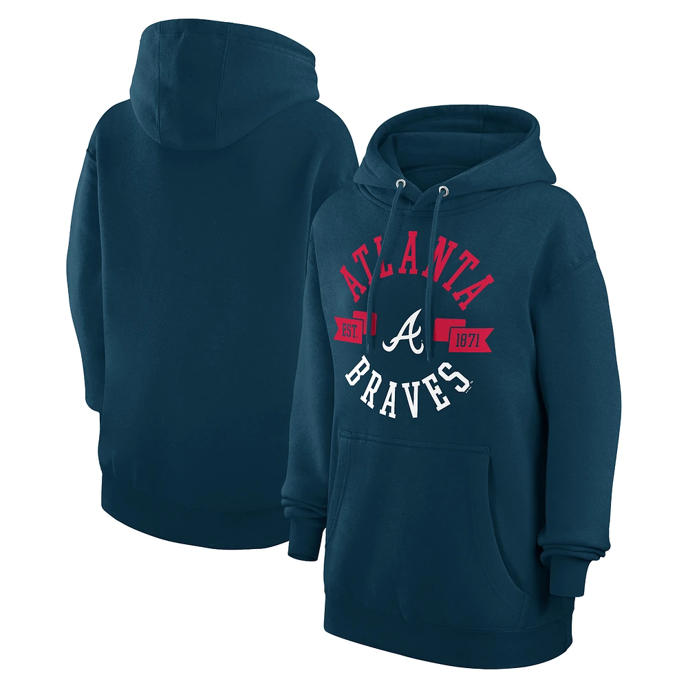 Women's G-III 4Her by Carl Banks Navy Atlanta Braves City Graphic Pullover Hoodie