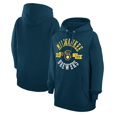 Women's G-III 4Her by Carl Banks Navy Milwaukee Brewers City Graphic Pullover Hoodie