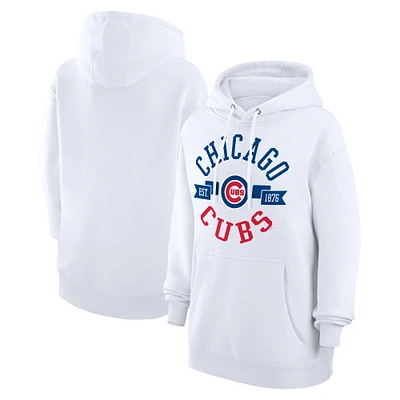 Women's G-III 4Her by Carl Banks White Chicago Cubs City Graphic Pullover Hoodie