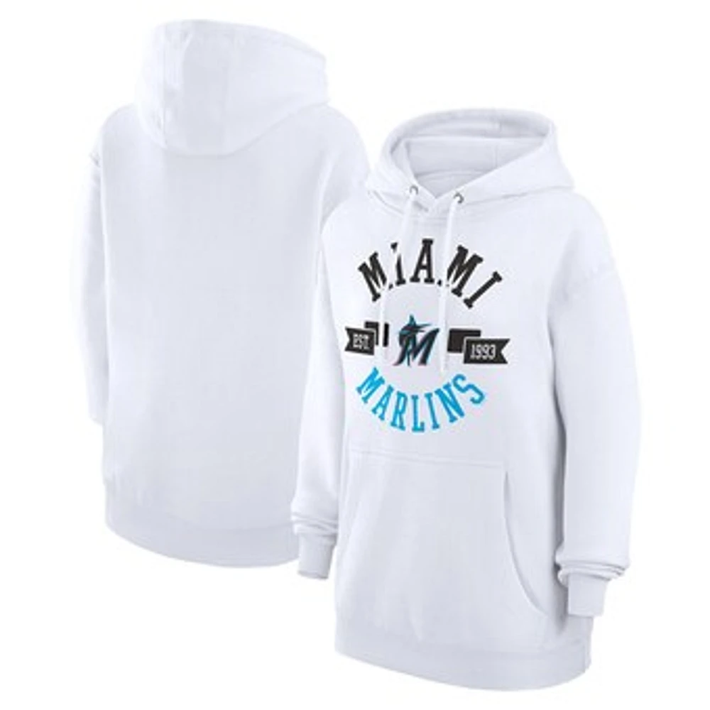 Women's G-III 4Her by Carl Banks White Miami Marlins City Graphic Pullover Hoodie