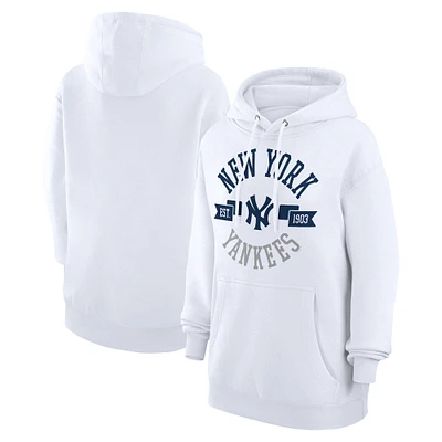 Women's G-III 4Her by Carl Banks White New York Yankees City Graphic Pullover Hoodie