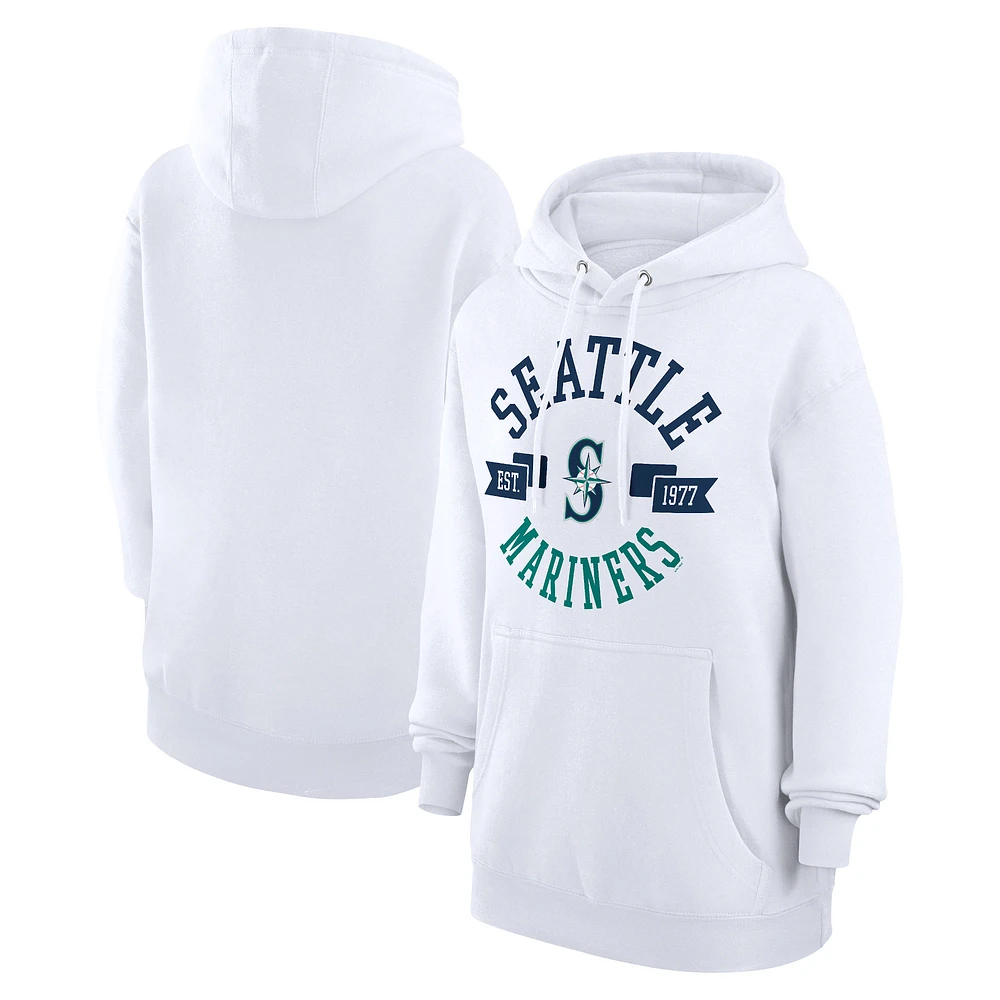 Women's G-III 4Her by Carl Banks White Seattle Mariners City Graphic Pullover Hoodie