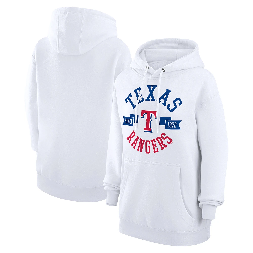 Women's G-III 4Her by Carl Banks White Texas Rangers City Graphic Pullover Hoodie