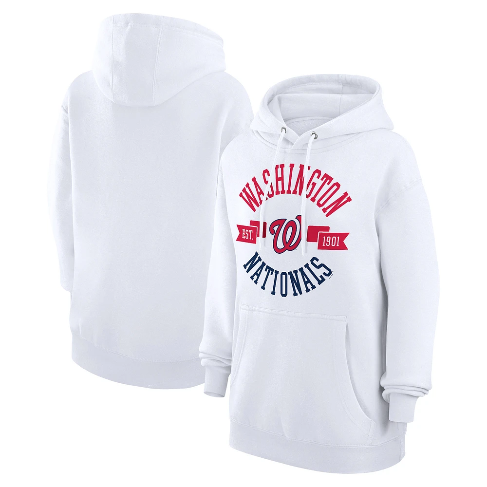 Women's G-III 4Her by Carl Banks White Washington Nationals City Graphic Pullover Hoodie