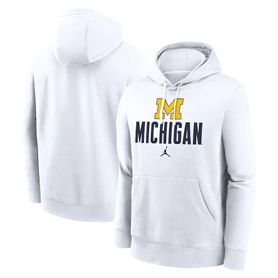 Men's Jordan Brand White Michigan Wolverines Primetime Club Fleece Pullover Hoodie