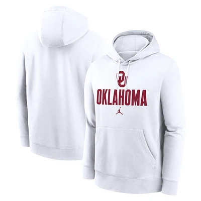 Men's Jordan Brand White Oklahoma Sooners Primetime Club Fleece Pullover Hoodie